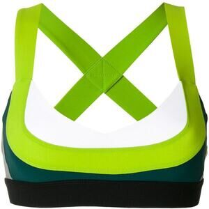 NO KA' OI Strappy Colorblock Green White Sports Bra Womens 00